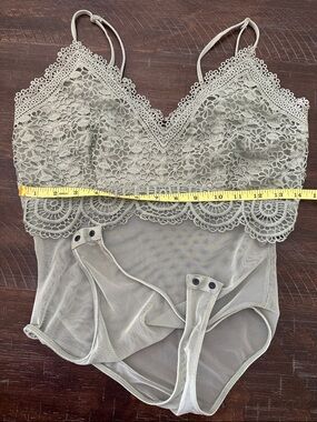 rue21 Sheer Lace Bralette Bodysuit in Light Sage